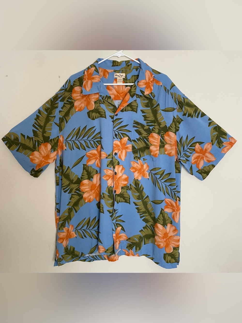 Men’s Panama Jack Blue Tropical Button Down Shirt